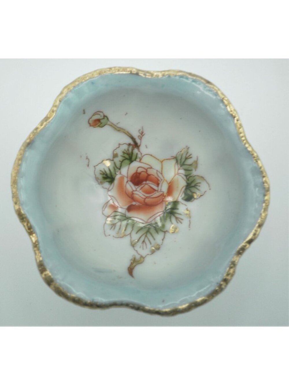 Nippon Footed Bowl Set 5 Pieces Fruit Nut Hand Painted Floral Design Vintage - Picture 7 of 8